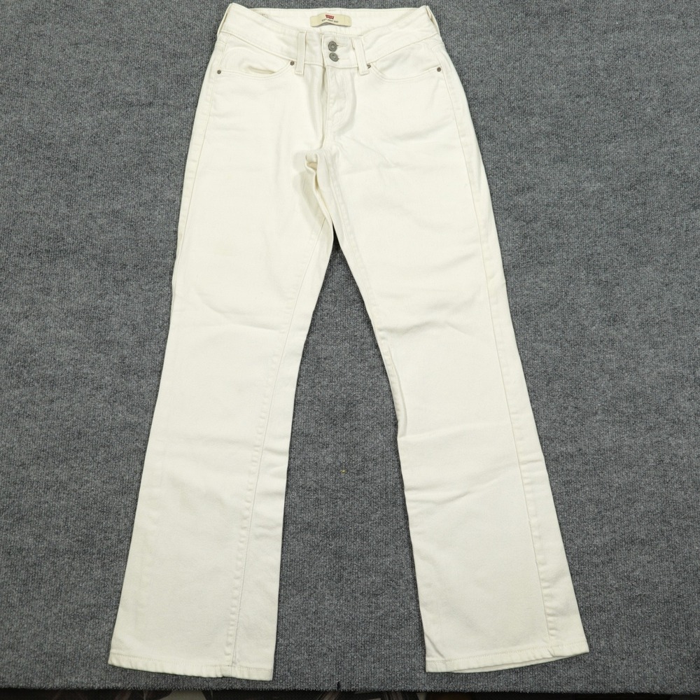 Levi's Jeans Womens 4M White 529 Curvy Boot Mid Rise Flap Pocket Stretch Denim